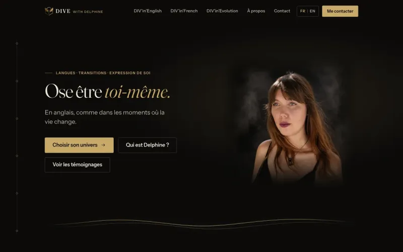 Page d'accueil du site Dive with Delphine